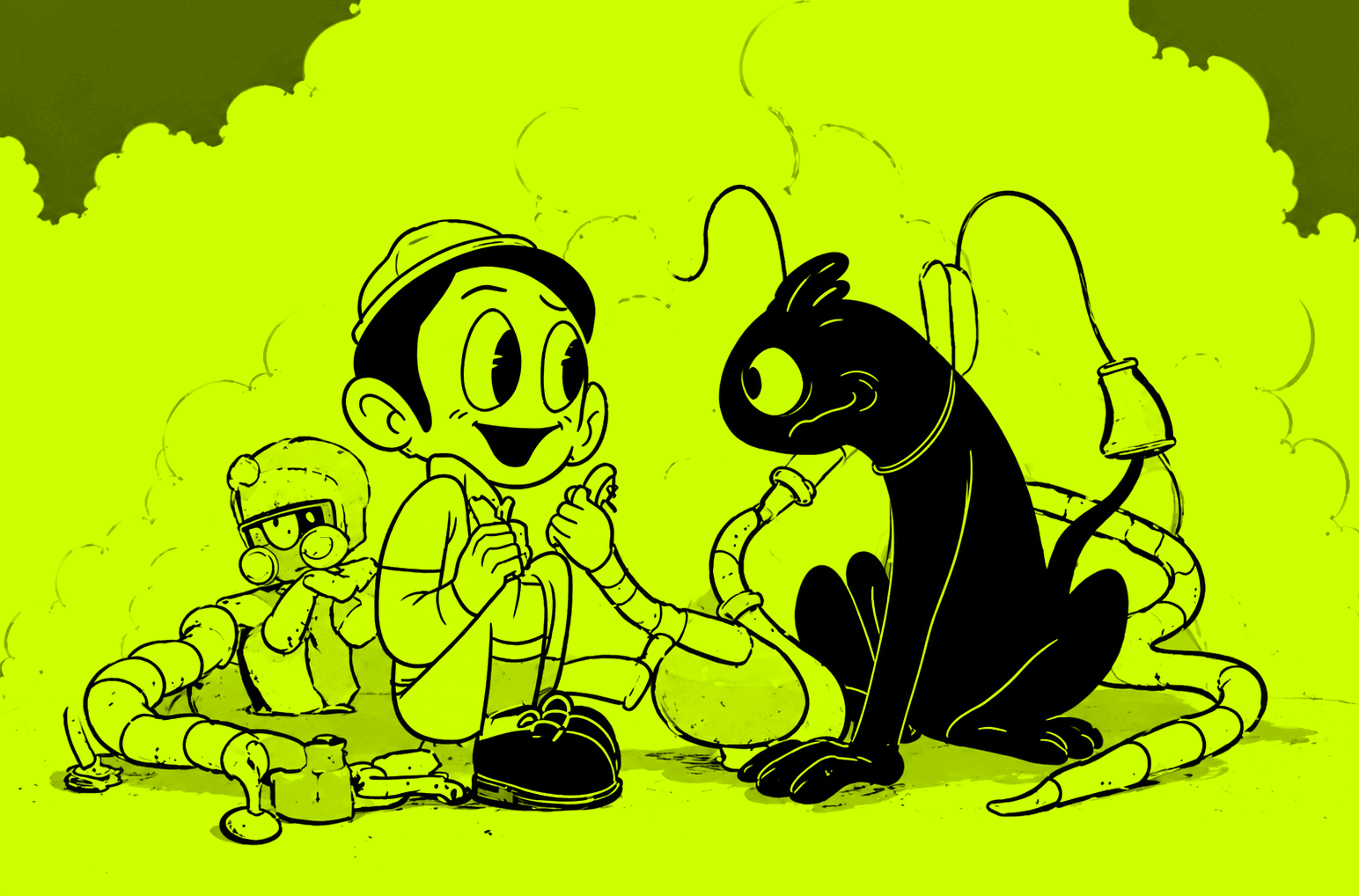 A boy sitting with his dog, sharing a quiet moment together